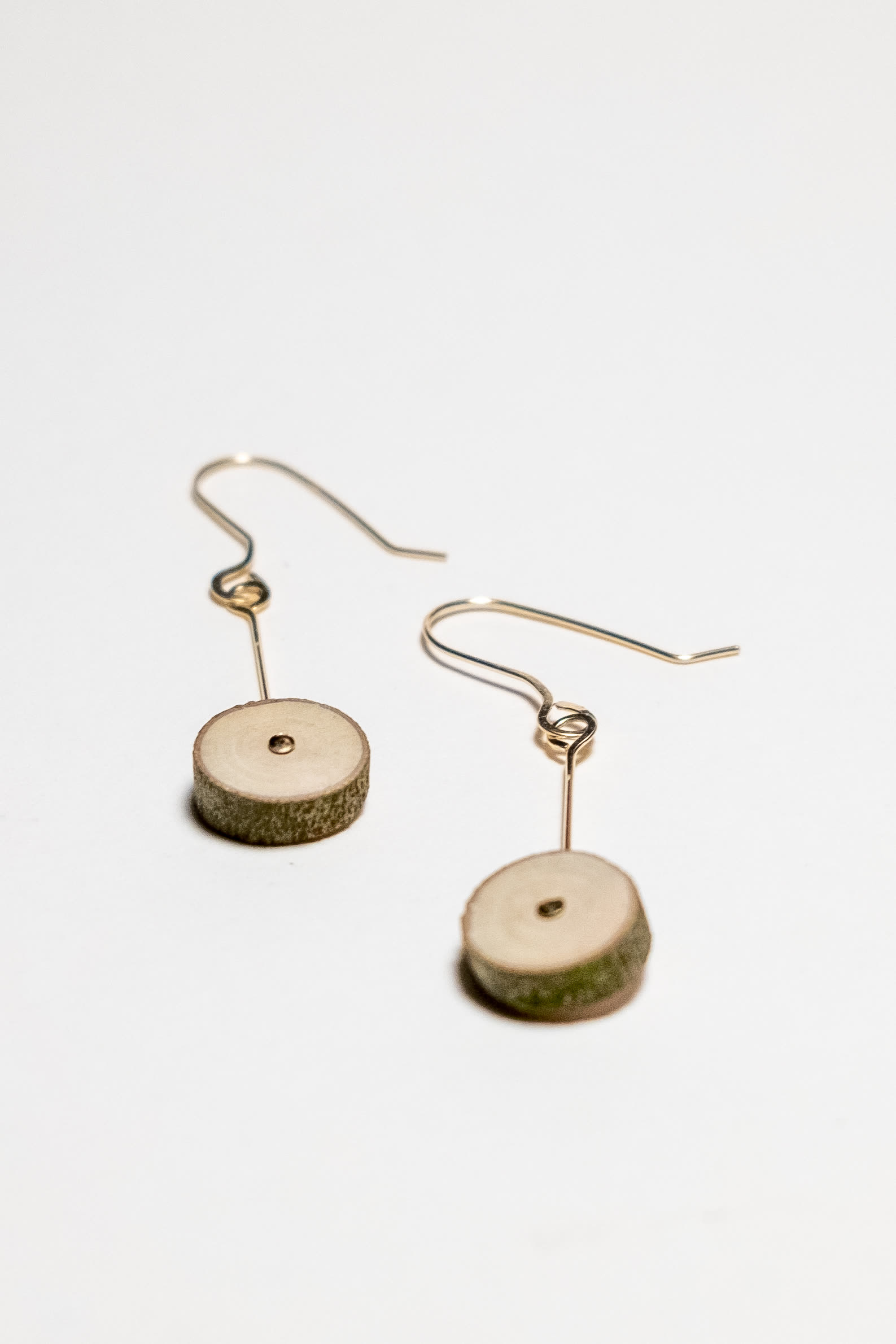 Disc No.01 earrings in willow and gold-filled wire